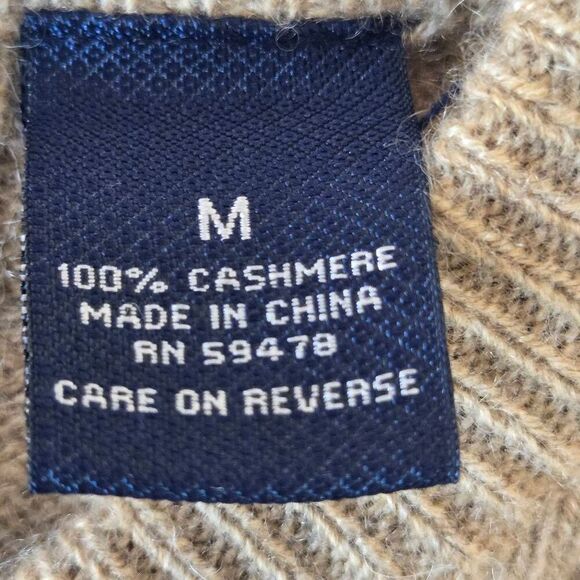 NWT Allen Solly Womens Cashmere Cable Knit Tan Preppy Pullover Sweater Size Medi - Picture 5 of 12